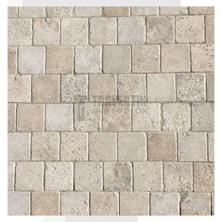 Pavé en Travertin PREMIUM vieilli 15,3x15,3x3cm
