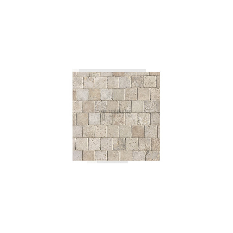 Pavé en Travertin PREMIUM vieilli 15,3x15,3x3cm