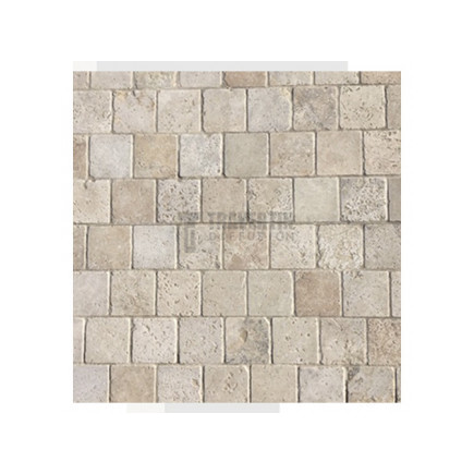 Pavé en Travertin PREMIUM vieilli 15,3x15,3x3cm