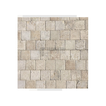 Pavé en Travertin PREMIUM vieilli 15,3x15,3x3cm