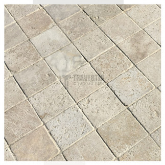 Pavé en Travertin PREMIUM vieilli 15,3x15,3x3cm