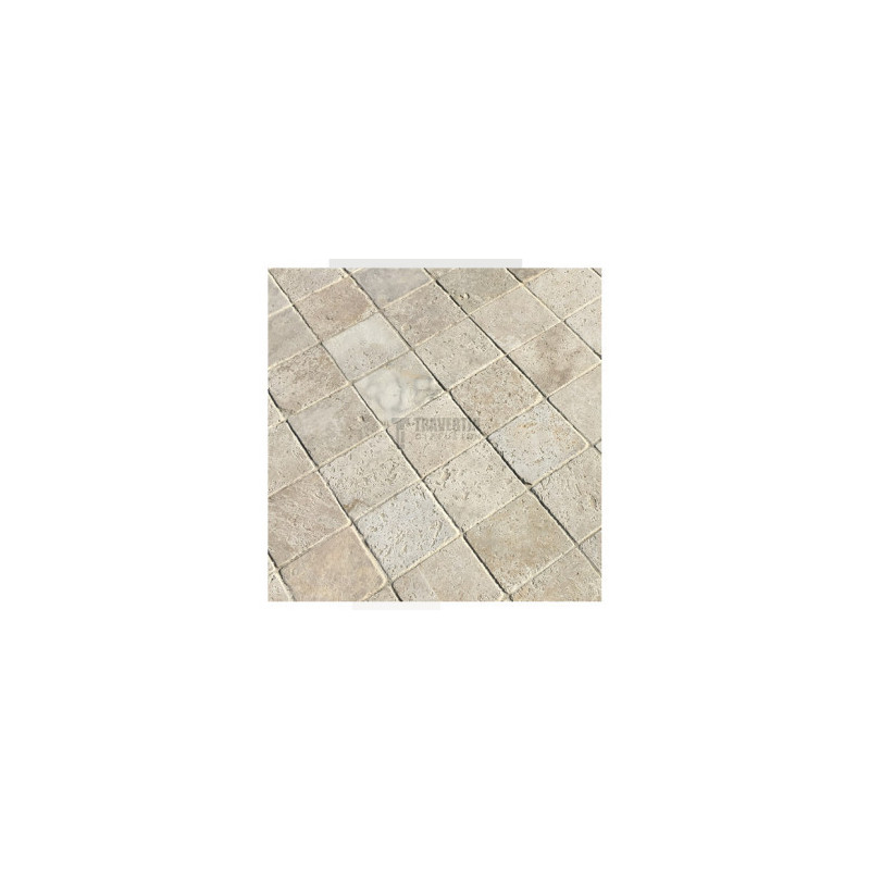 Pavé en Travertin PREMIUM vieilli 15,3x15,3x3cm