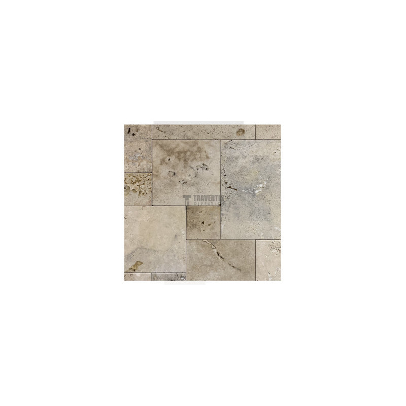 Carrelage travertin MIX ECO 2CH vieilli Opus Romain ép.1,2cm