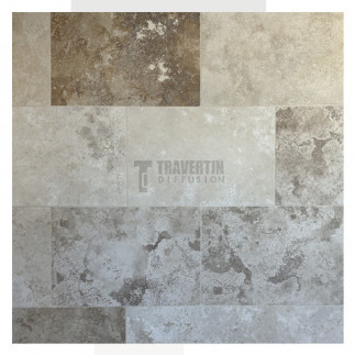 Carrelage travertin MIX 2CH vieilli 40,6x61x3cm