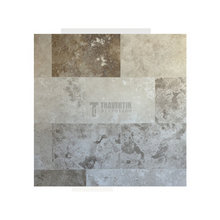 Carrelage travertin MIX 2CH vieilli 40,6x61x3cm