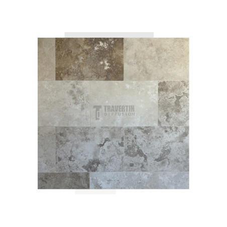 Carrelage travertin MIX 2CH vieilli 40,6x61x3cm