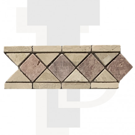 Frise travertin Beige/Vieux Rose 10x29x1cm