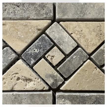 Frise spiral Travertin Beige/Gris 12x29x1cm