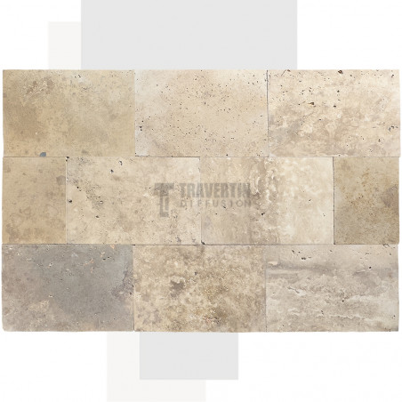 Carrelage travertin MIX NUANCÉ vieilli 40,6x61x1,2cm