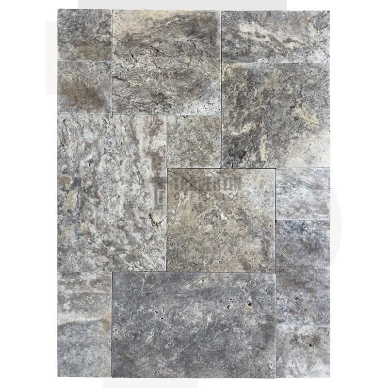Carrelage travertin SILVER vieilli Opus Romain ép.1,2cm