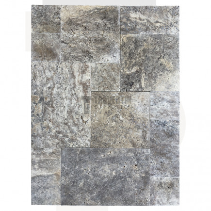 Carrelage travertin SILVER vieilli Opus Romain ép.1,2cm