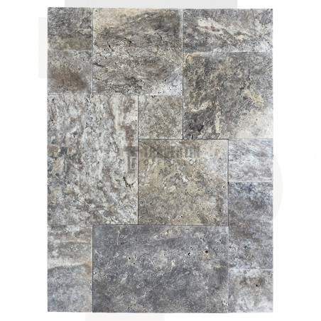 Carrelage travertin SILVER vieilli Opus Romain ép.1,2cm
