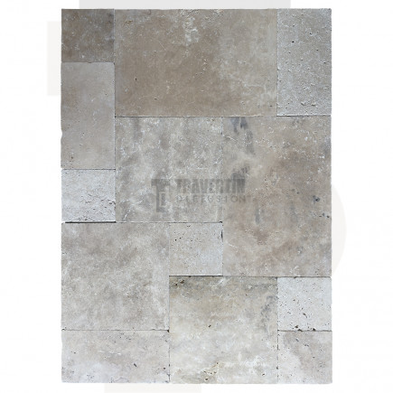 Carrelage travertin CLASSIC MIX vieilli Opus Château ép.1,5cm