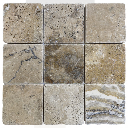 Petit carrelage travertin sol-mur Scabas 10x10x1cm
