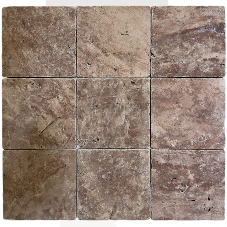 Petit carrelage travertin sol-mur Rouge 10x10x1cm