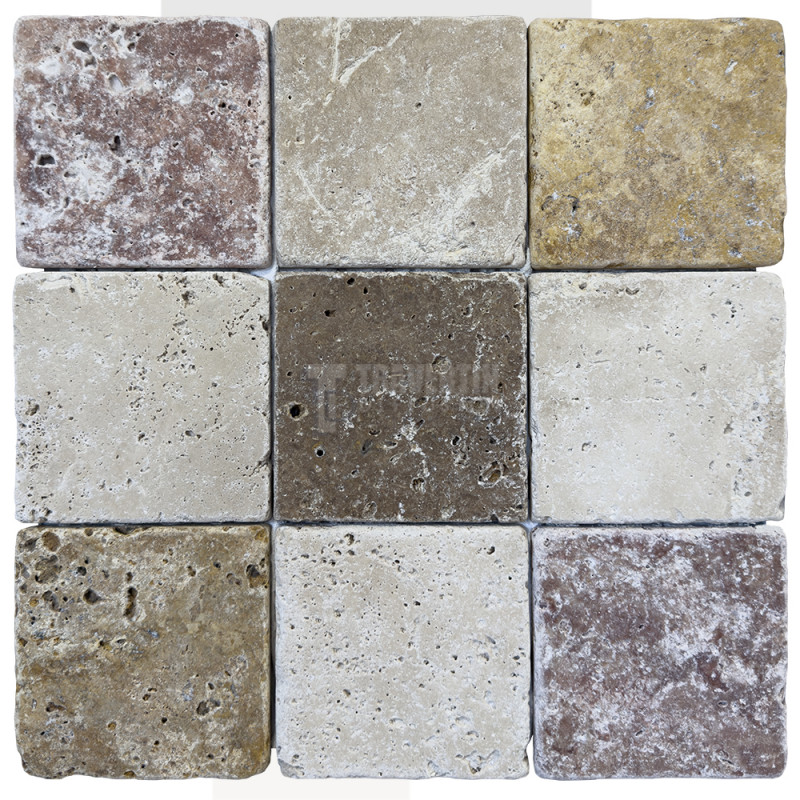 Petit carrelage travertin sol-mur Mélange 10x10x1cm