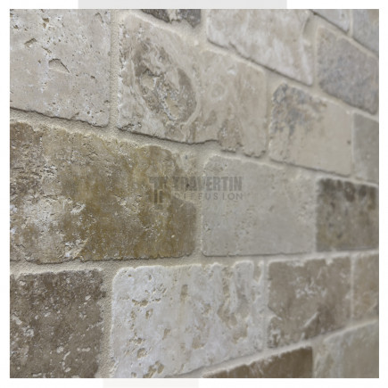 Petit carrelage travertin sol-mur Mix beige 7,5x15x1cm