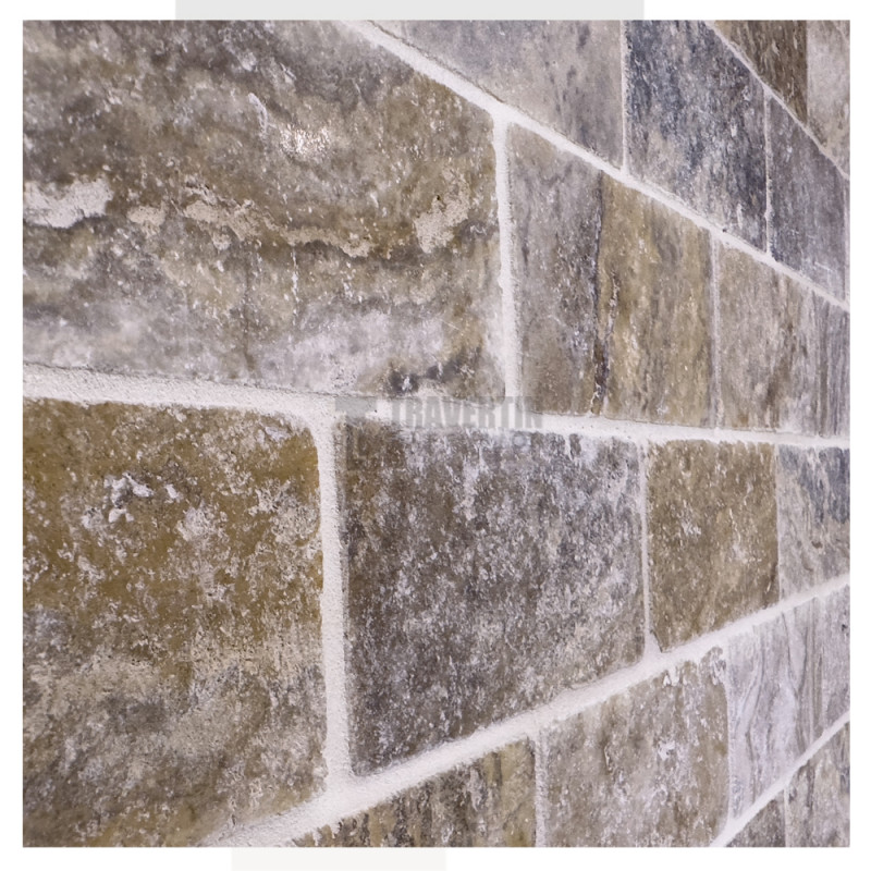 Petit carrelage travertin sol-mur Scabas 7,5x15x1cm
