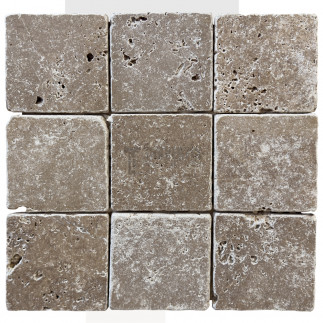 Petit carrelage travertin sol-mur Noisette 20x20x1cm