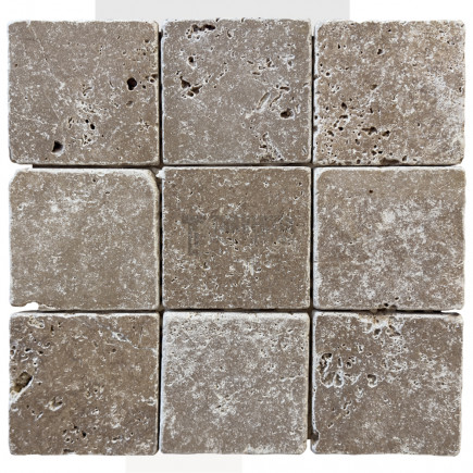 Petit carrelage travertin sol-mur Noisette 20x20x1cm
