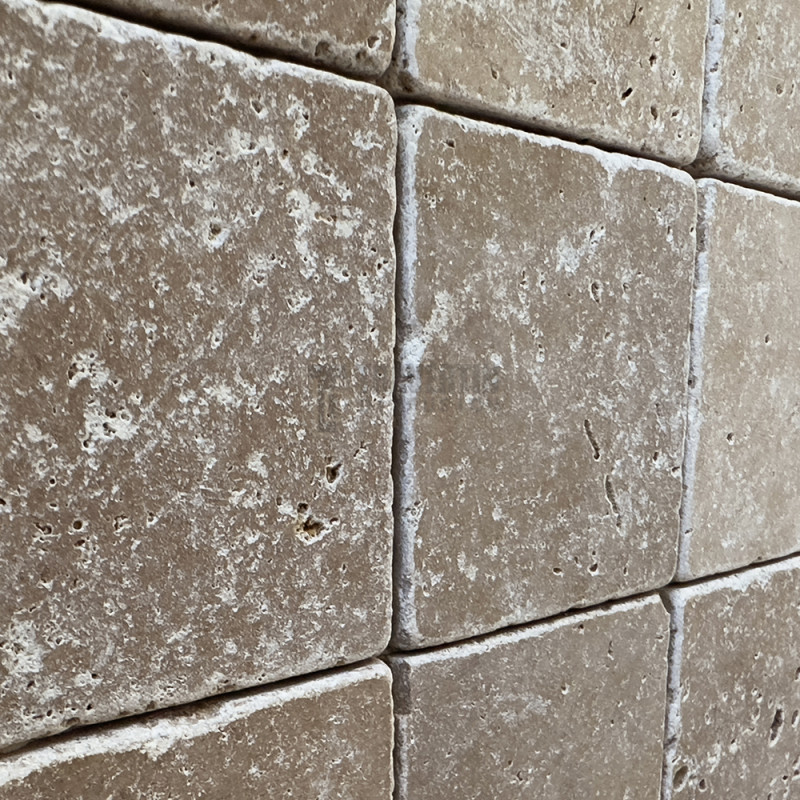 Petit carrelage travertin sol-mur Noisette 20x20x1cm