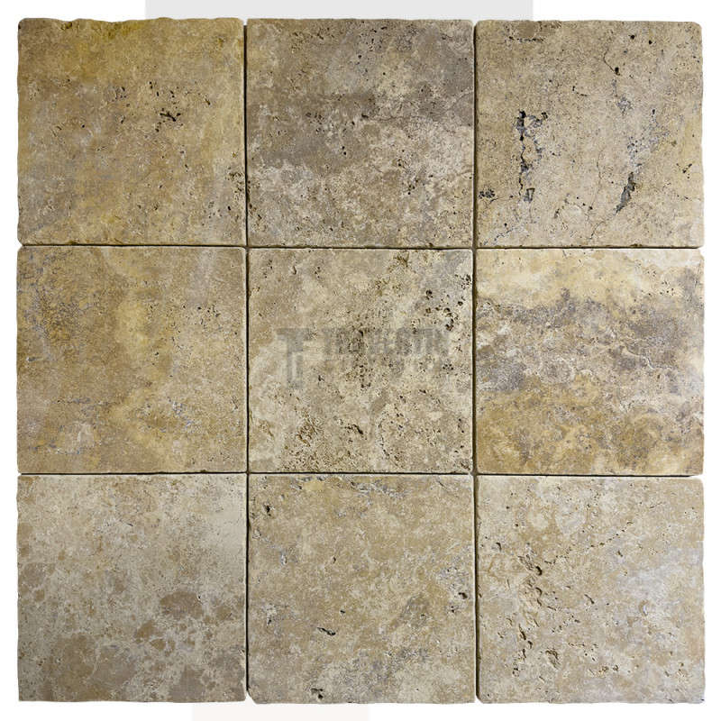 Petit carrelage travertin sol-mur Jaune 20x20x1cm