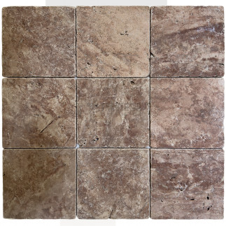 Petit carrelage travertin sol-mur Rouge 20x20x1cm