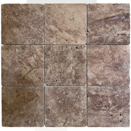 Petit carrelage travertin sol-mur Rouge 20x20x1cm