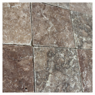 Petit carrelage travertin sol-mur Rouge 20x20x1cm