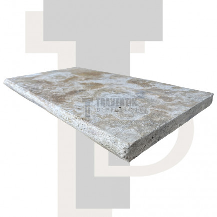 Margelle Piscine en Travertin SCABOS Bord Rond 33x61x3cm