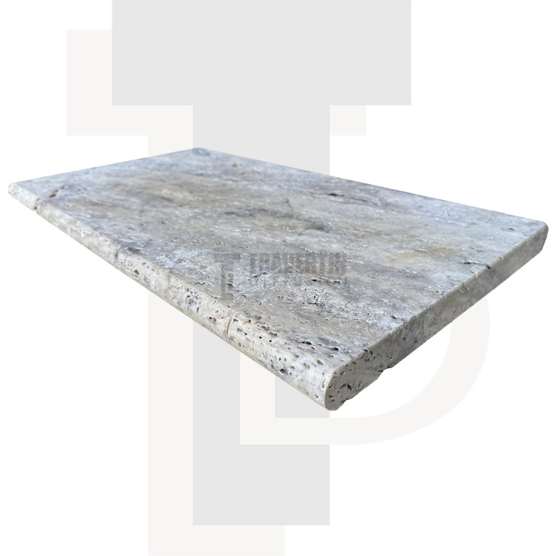 Margelle Piscine en Travertin SILVER 2ème choix Bord Rond 33x61x3cm
