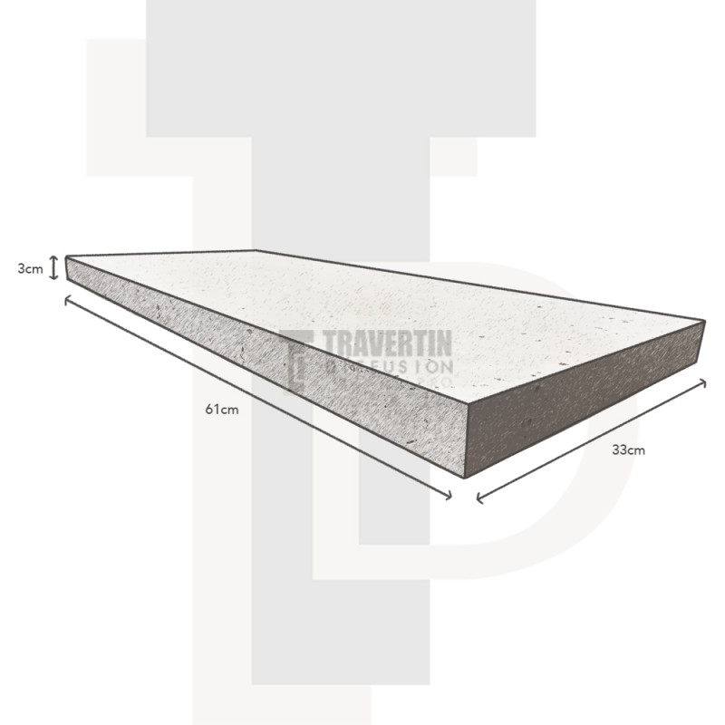 Margelle Piscine en Travertin MIX 2CH Bord Droit 33x61x3cm