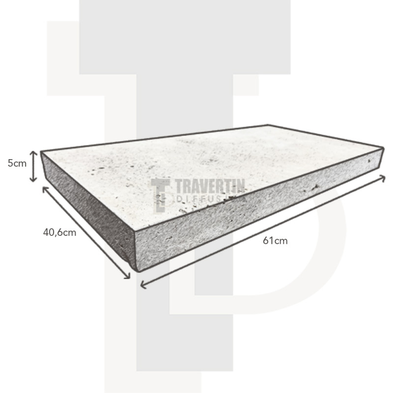 Margelle Piscine en Travertin CLASSIC MIX Bord Droit 40,6x61x5cm