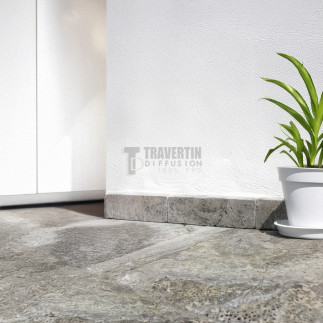 Plinthe Travertin GRIS SILVER 8x40,6x1,2cm - Pack de 10