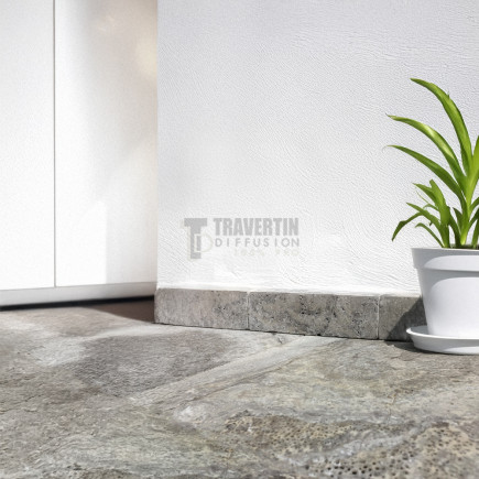 Plinthe Travertin GRIS SILVER 8x40,6x1,2cm - Pack de 10
