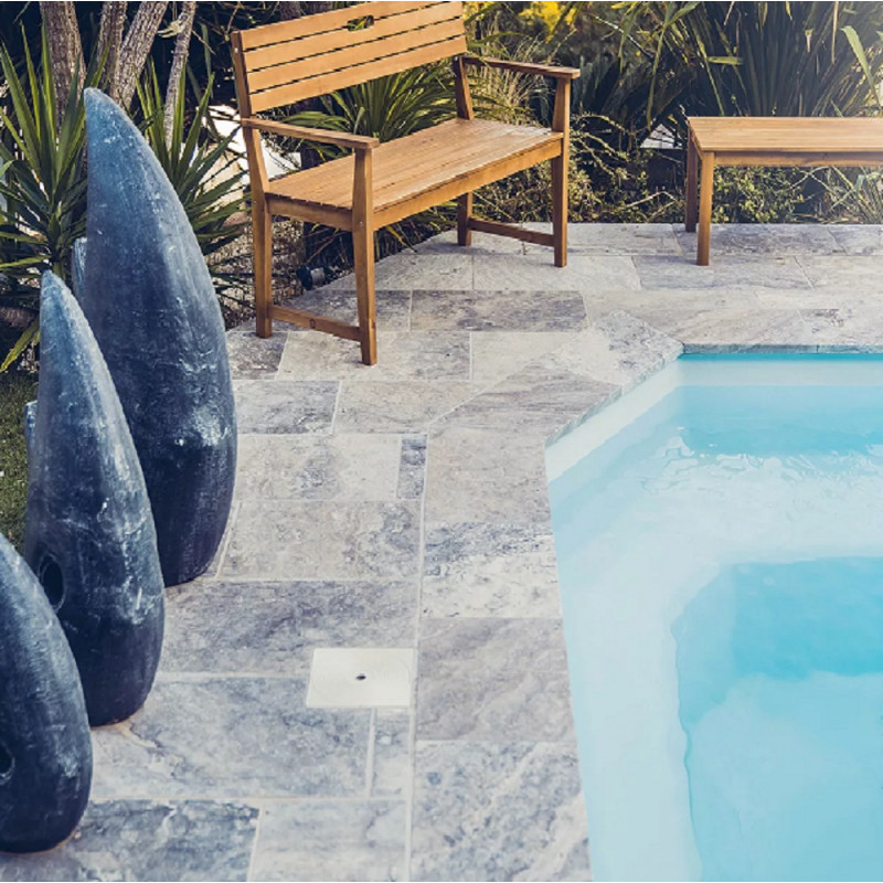 Carrelage travertin SILVER vieilli 40,6x61x1,2cm