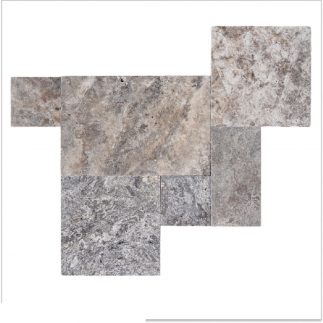 Carrelage travertin SILVER vieilli Opus Romain ép.1,2cm