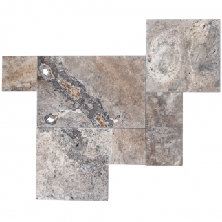 Carrelage travertin SILVER 2CH vieilli 40,6x61x1,2cm