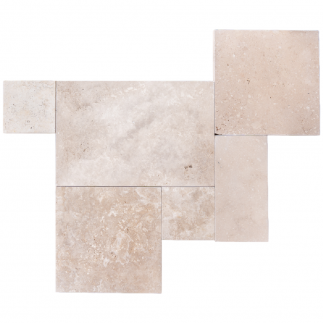 Carrelage travertin CLASSIC MIX vieilli Opus Romain ép.3cm