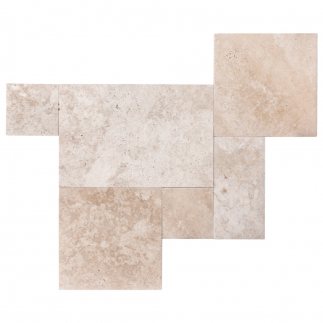 Carrelage travertin LIGHT MIX vieilli Opus Romain ép.3cm