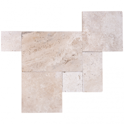 Carrelage travertin LIGHT MIX ECO vieilli Opus Romain  ép.1,2cm