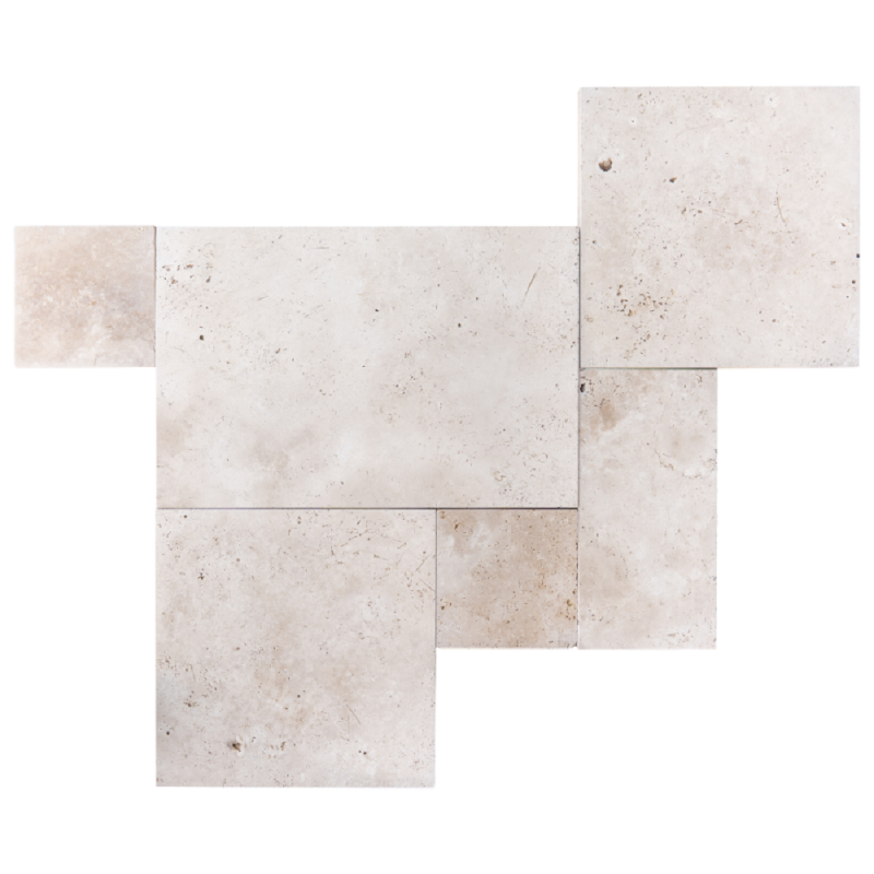 Carrelage travertin LIGHT MIX vieilli Opus Romain ép.2cm