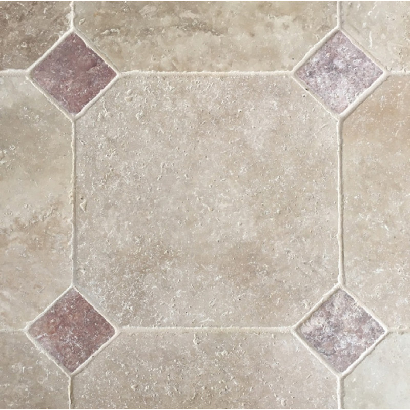 Carrelage travertin LIGHT MIX Octogone vieilli 40.6x40.6x1,2cm