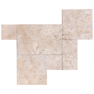 Carrelage travertin CLASSIC MIX vieilli Opus Romain ép.2cm