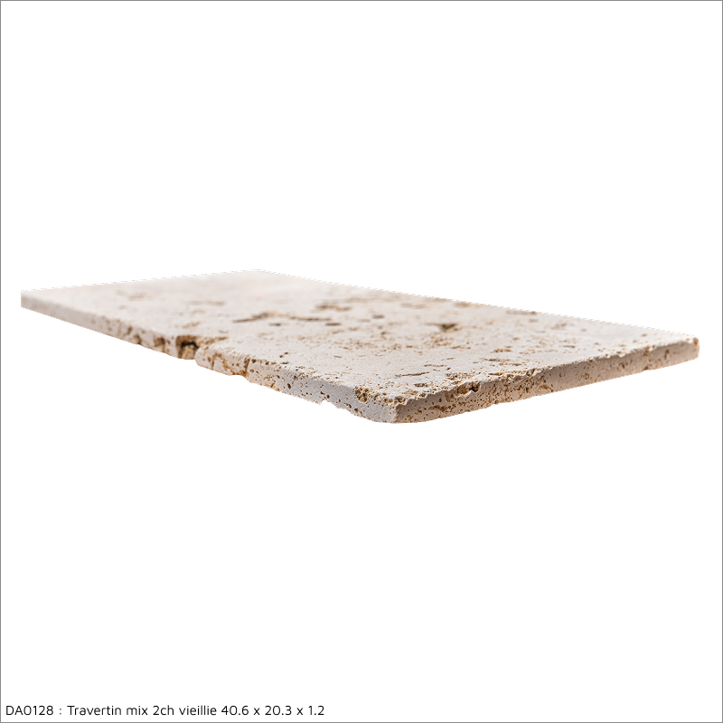 Carrelage travertin MIX 2CH vieilli 20.3x40.6x1,2cm