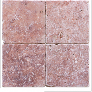 carrelage travertin ROUGE vieilli 10x10x1cm