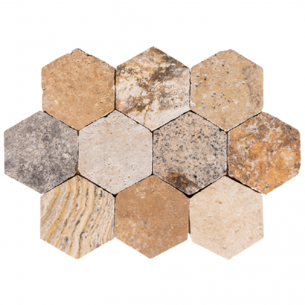 Carrelage travertin SCABOS vieilli HEXA x15x1,2cm