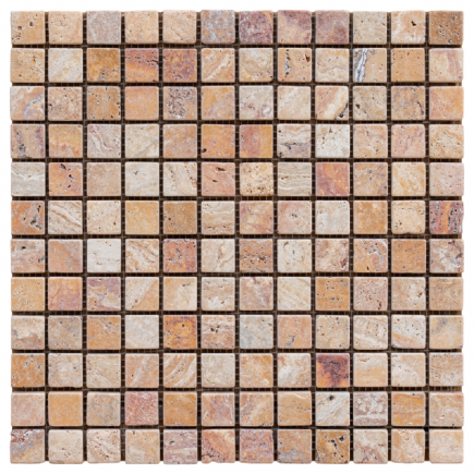 Mosaïque travertin SCABOS vieillie 2.3x2.3x1cm