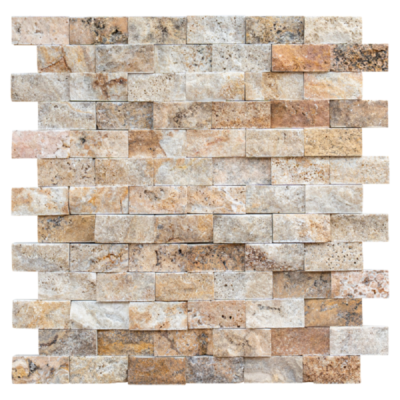Mosaïque travertin SCABOS splitface 2.3x4.8x1cm