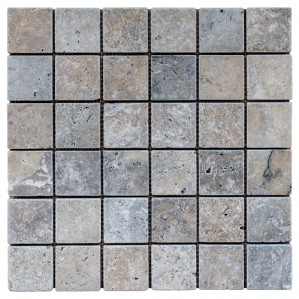 Mosaïque travertin SILVER vieillie 4.8x4.8x1cm